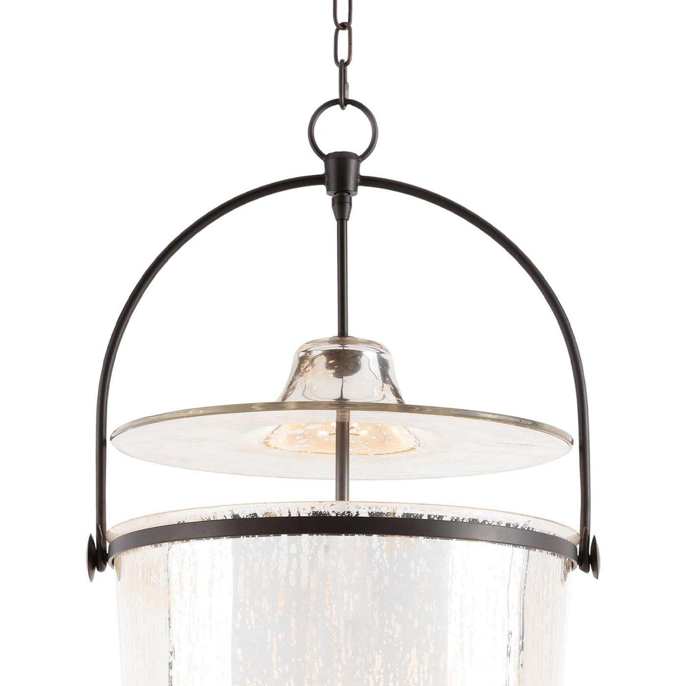 Regina Andrew Emerson Bell Jar Pendant in Antique Mercury Glass, side profile view