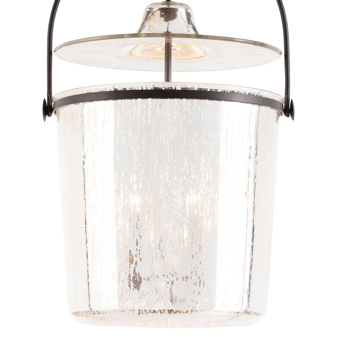 Regina Andrew Emerson Bell Jar Pendant in Antique Mercury Glass, detail of the base