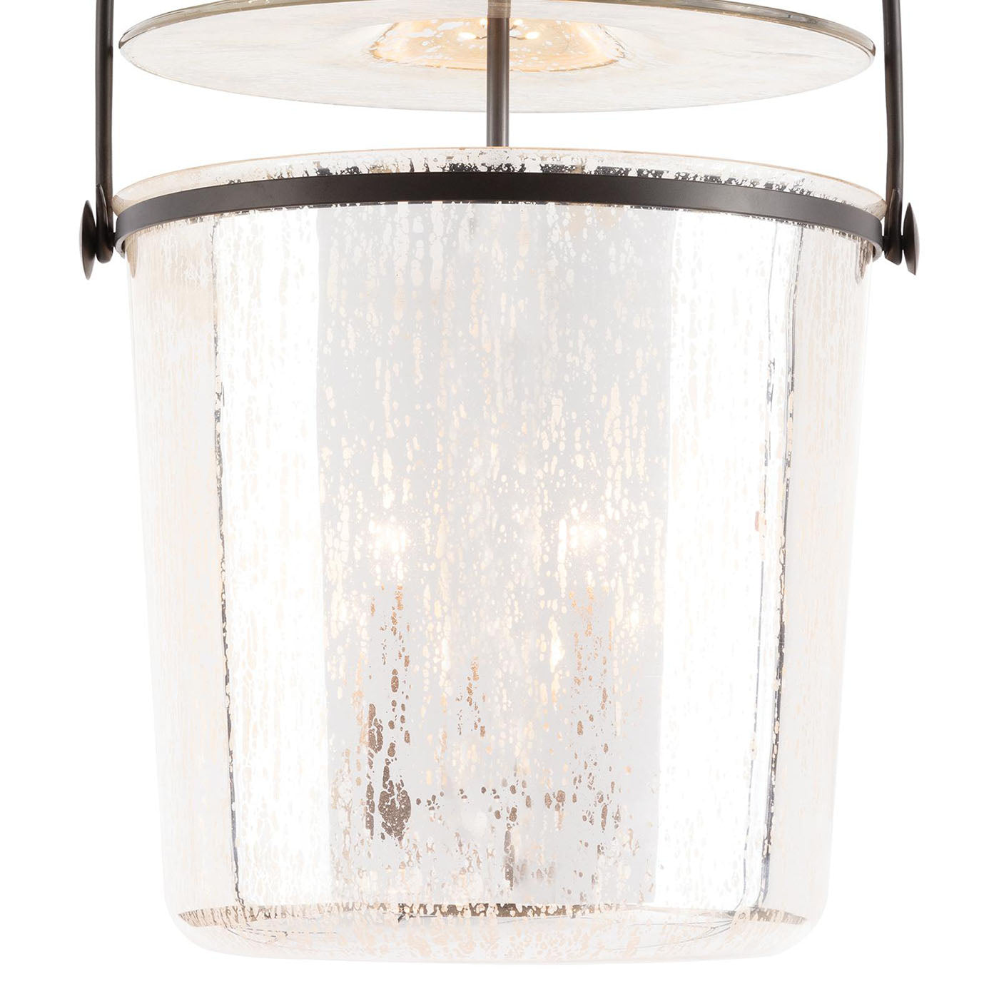 Regina Andrew Emerson Bell Jar Pendant in Antique Mercury Glass, shown to scale
