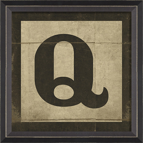 Black Block Letter Q Framed Print