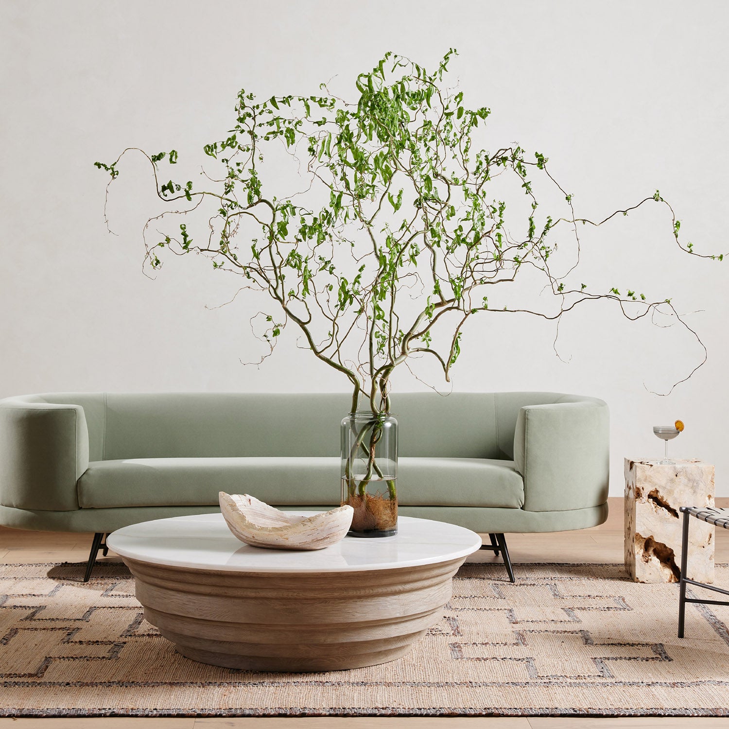 Four Hands Oval Petrified Wood Bowl
