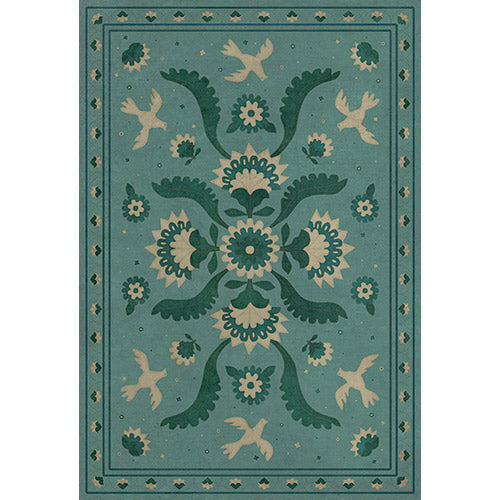 Applique - Barred Clouds Bloom Vinyl Floorcloth