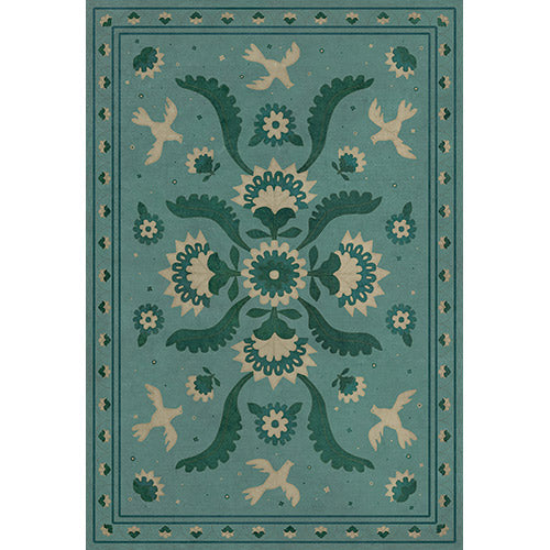 Applique - Barred Clouds Bloom Vinyl Floorcloth