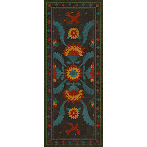 Applique - Gossip of Swallows Vinyl Floorcloth