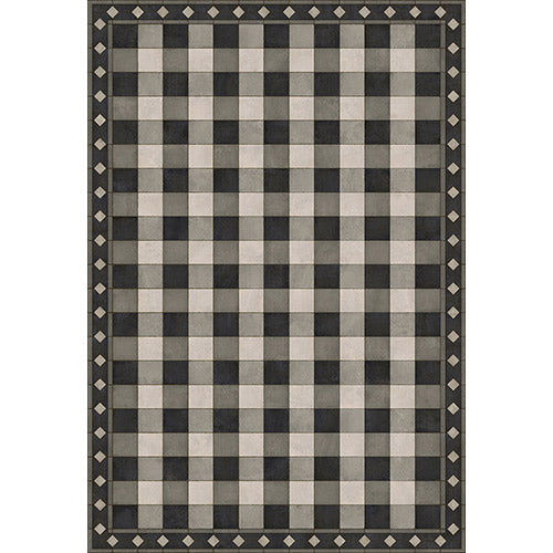 Gingham Tile Black Vinyl Floorcloth