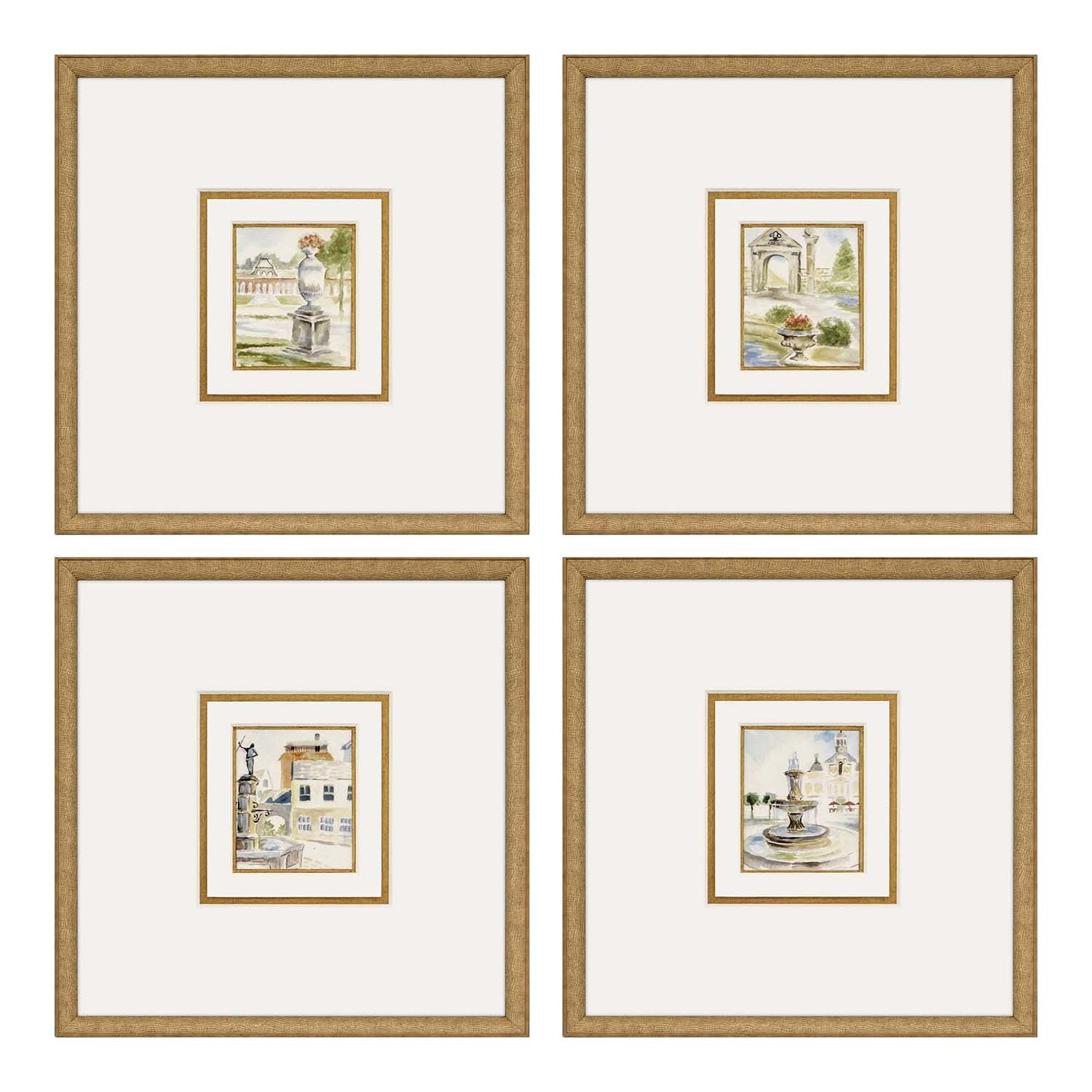 Jardine Fountains I Framed Art Set of 4
