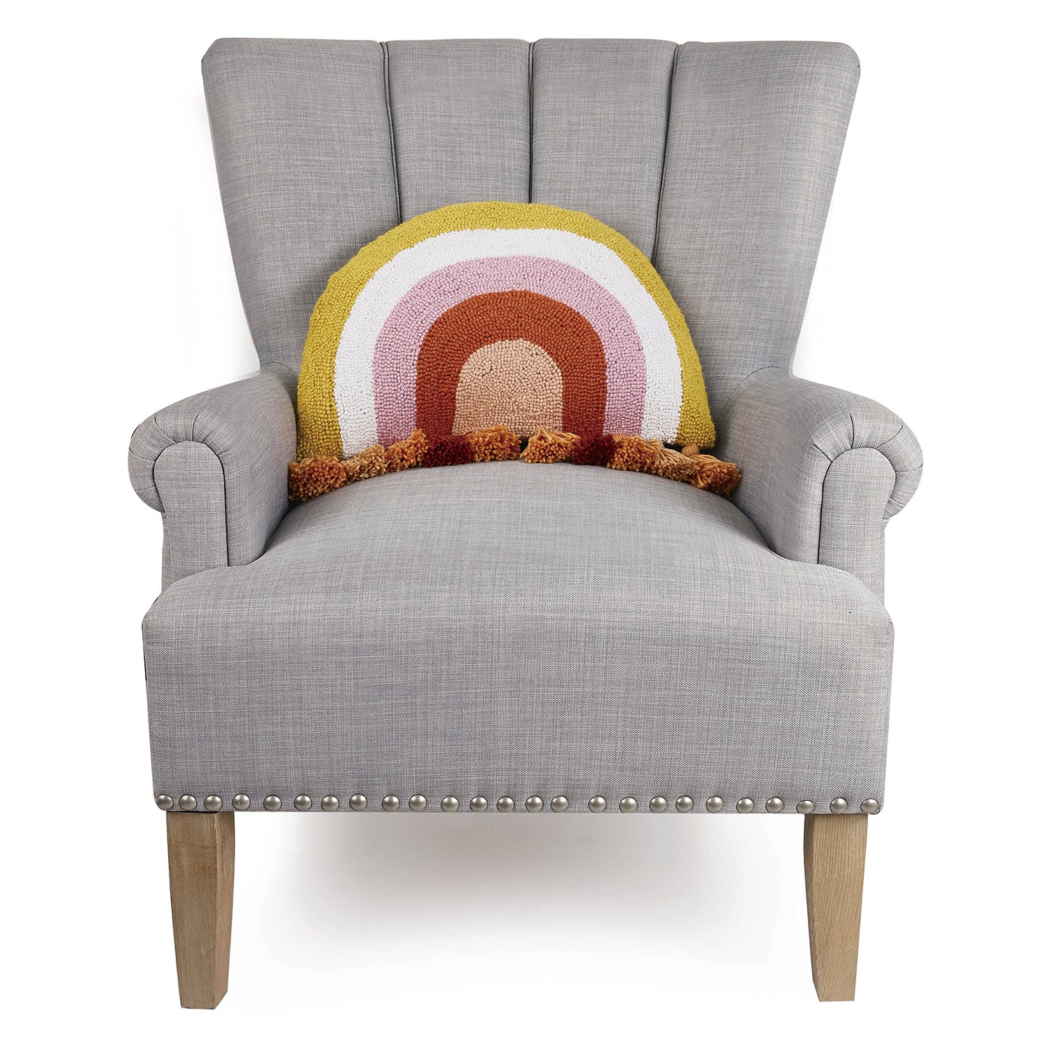 Ampersand Warm Rainbow Tassel Hook Throw Pillow