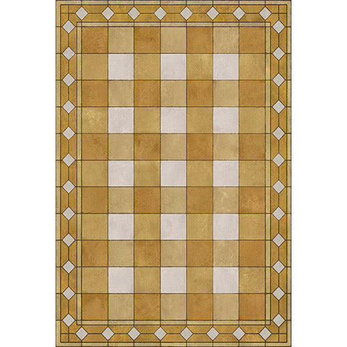 Gingham Tile Yellow Vinyl Floorcloth