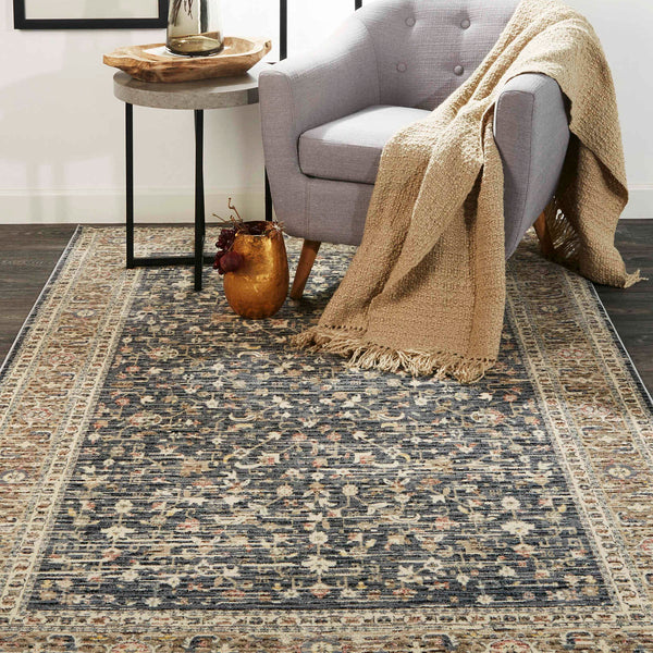 Feizy Grayson Charcoal Machine Woven Rug Paynes Gray