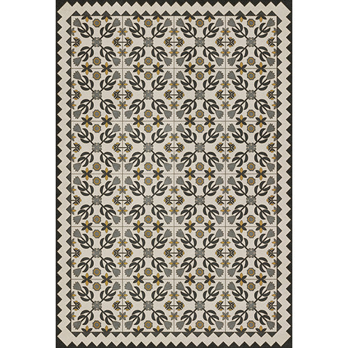 Floral Quilt - A Field of Cotton Vinyl Floorcloth