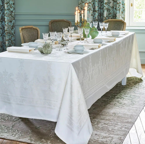 Garnier Thiebaut Beauregard White Jacquard Tablecloth