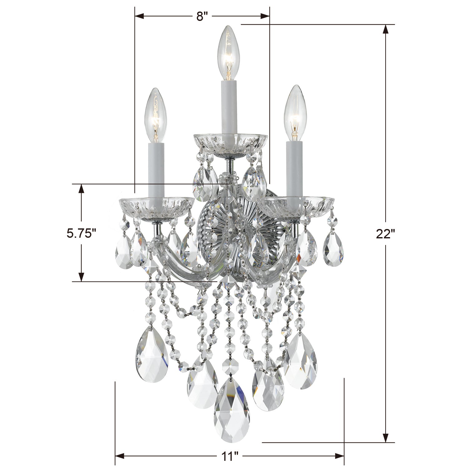 Crystorama Maria Theresa 4423 3-Light Wall Sconce