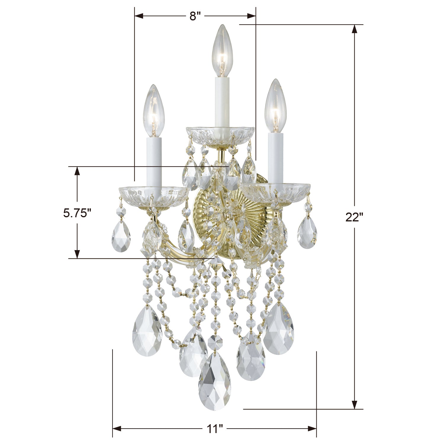 Crystorama Maria Theresa 4423 3-Light Wall Sconce