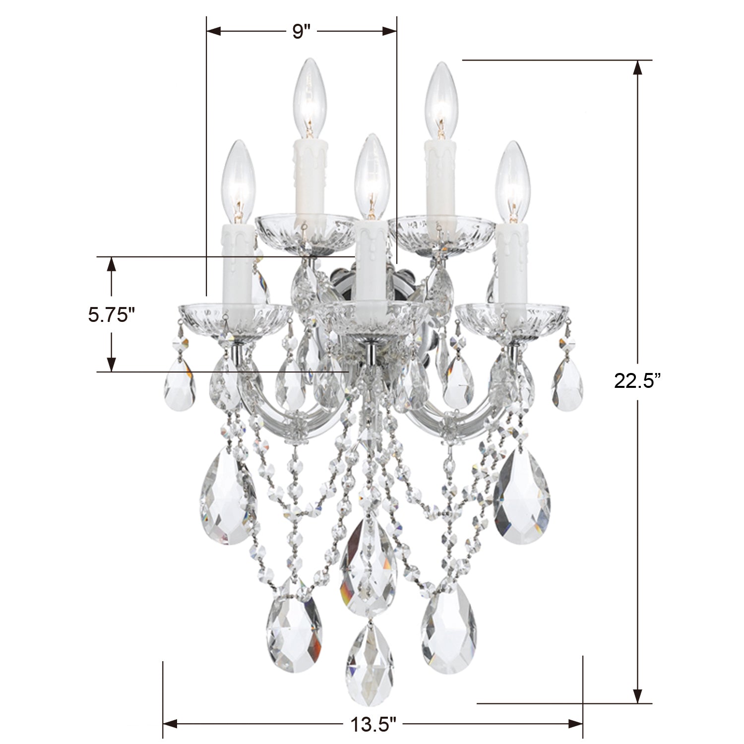 Crystorama Maria Theresa 4425 5-Light Wall Sconce