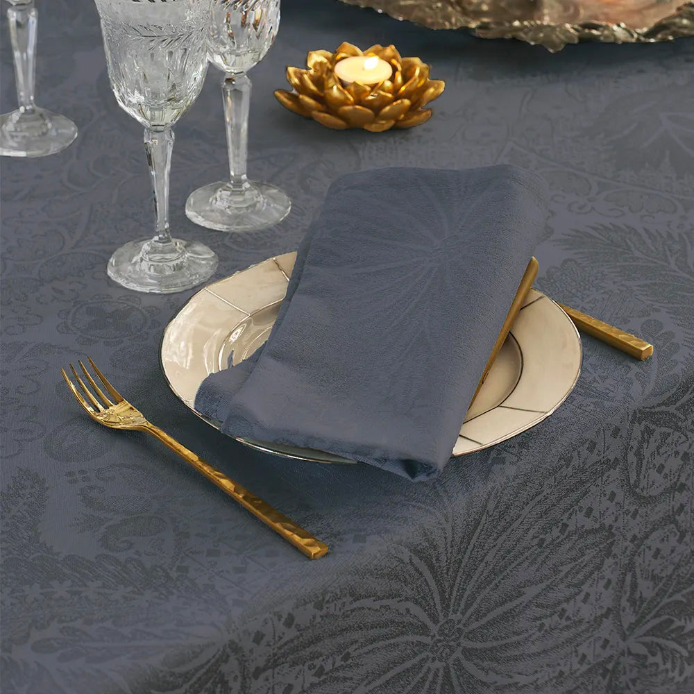 Garnier Thiebaut Mille Isaphire Zinc Jacquard Tablecloth