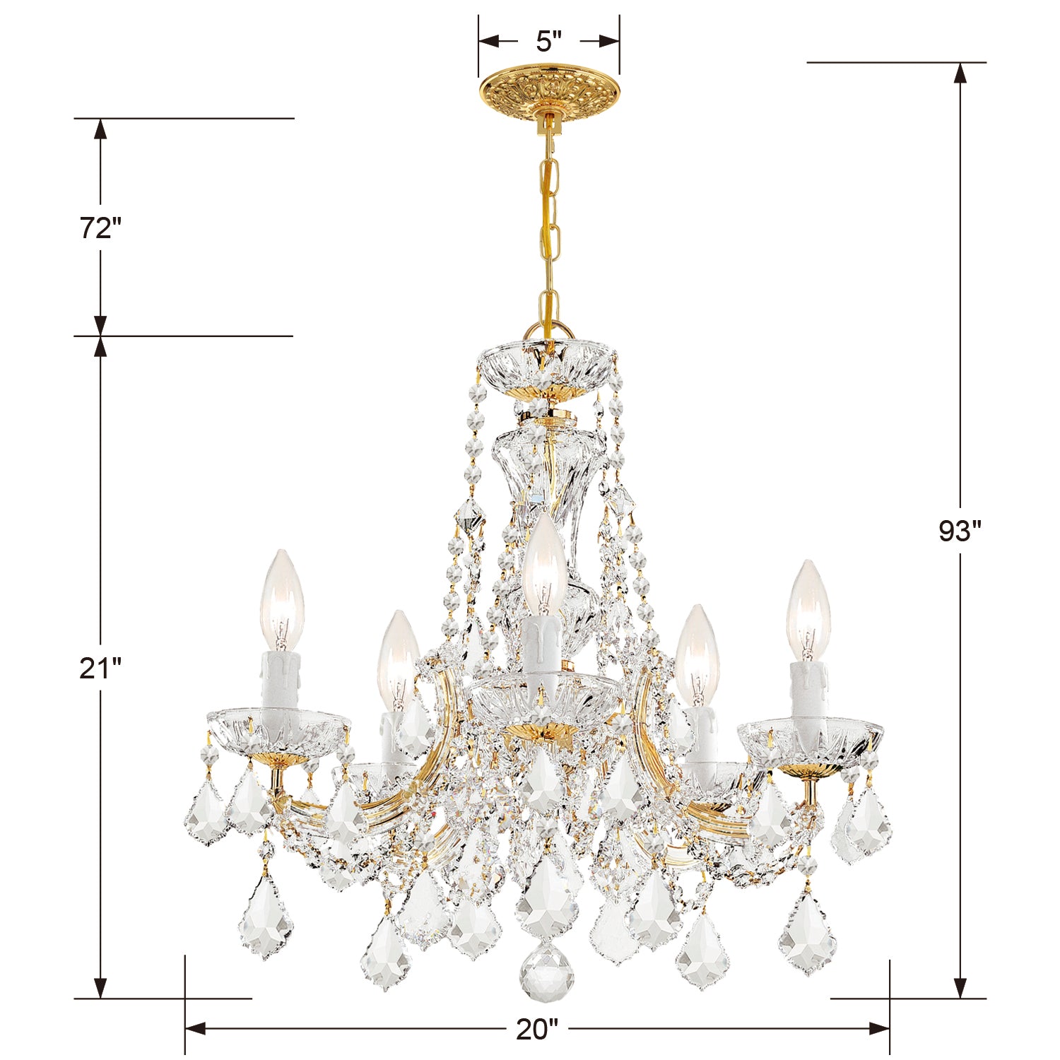 Crystorama Maria Theresa 4476 5-Light Mini Chandelier