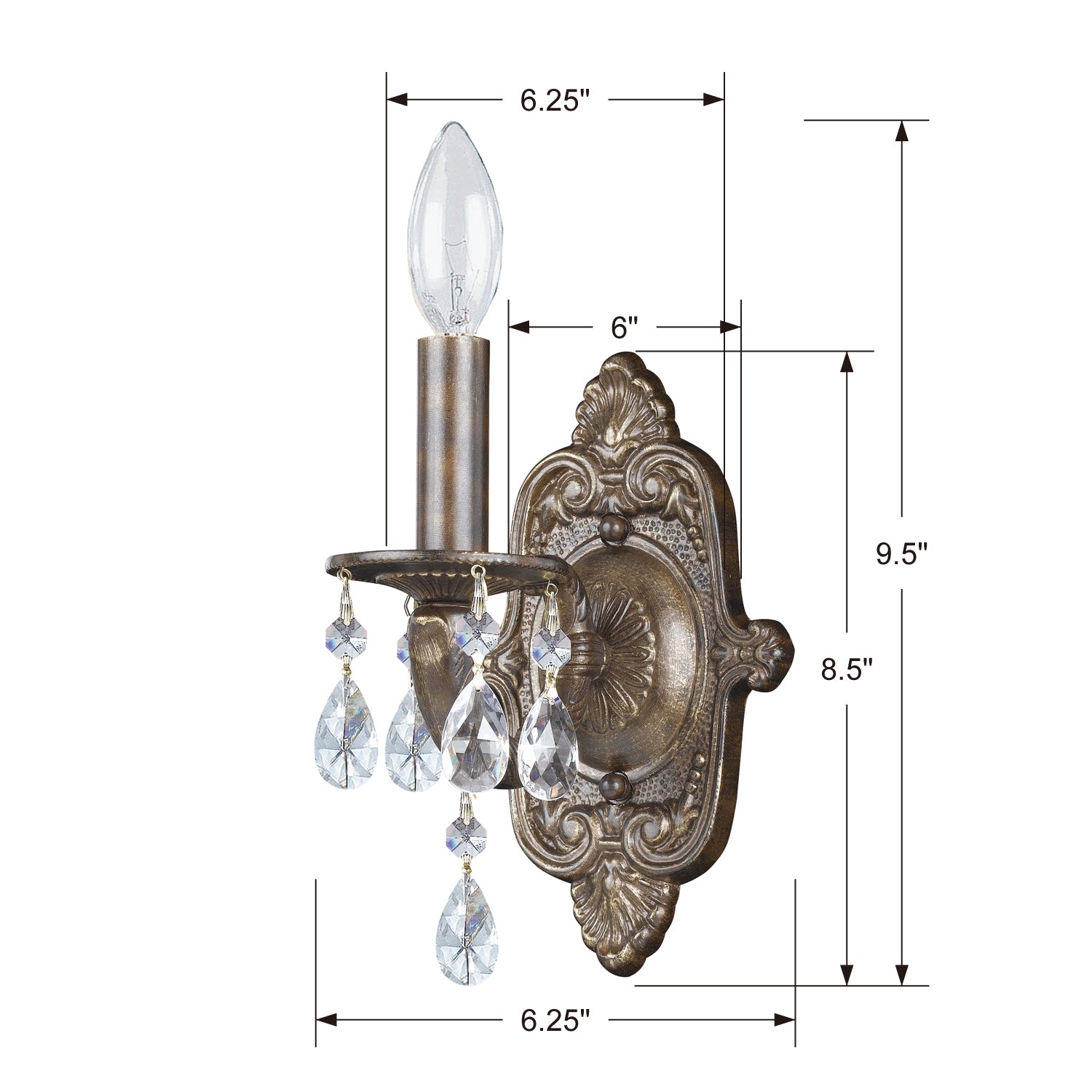 Crystorama Paris Market Crystal Drop 5021 1-Light Wall Sconce