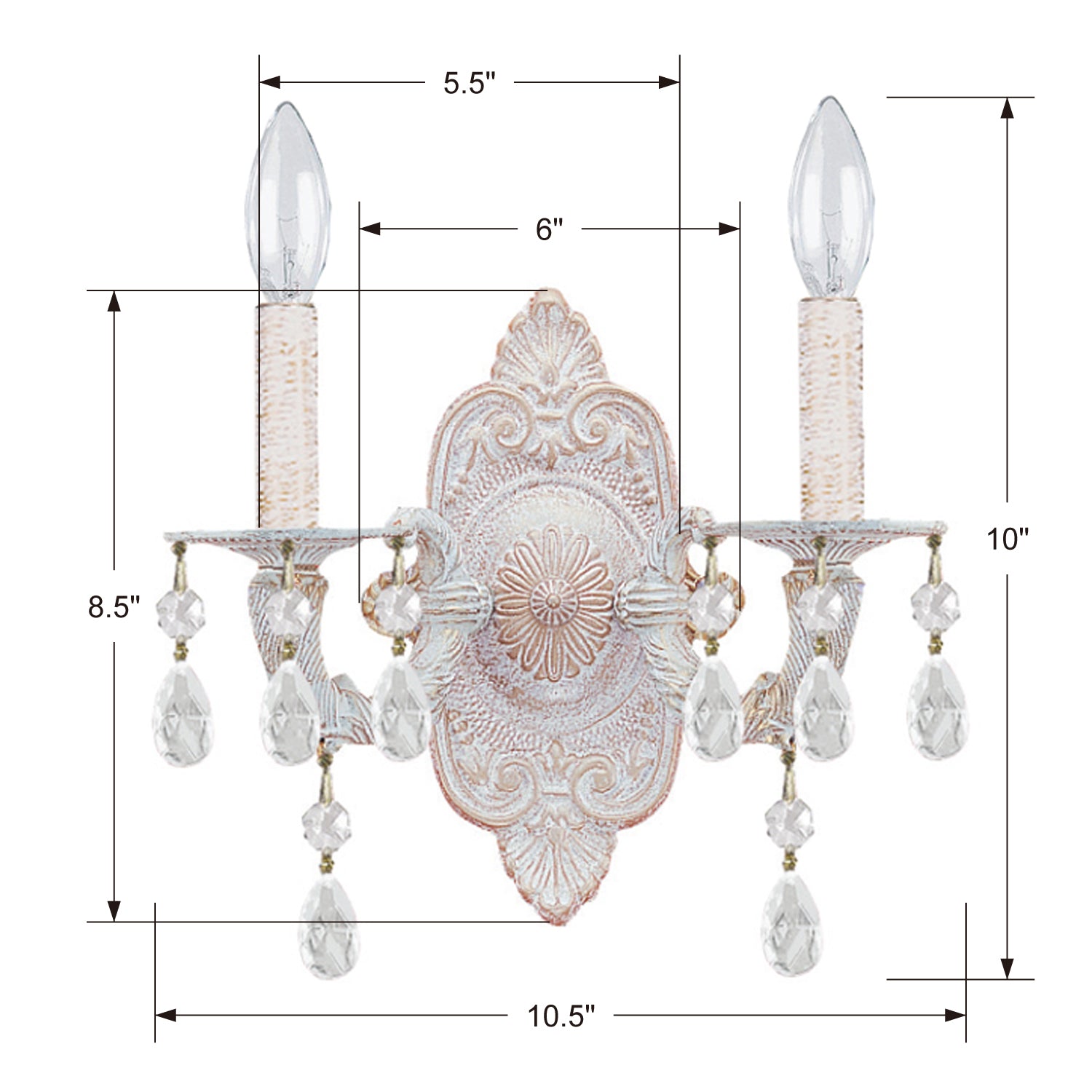 Crystorama Paris Market Crystal Drop 5022 2-Light Wall Sconce