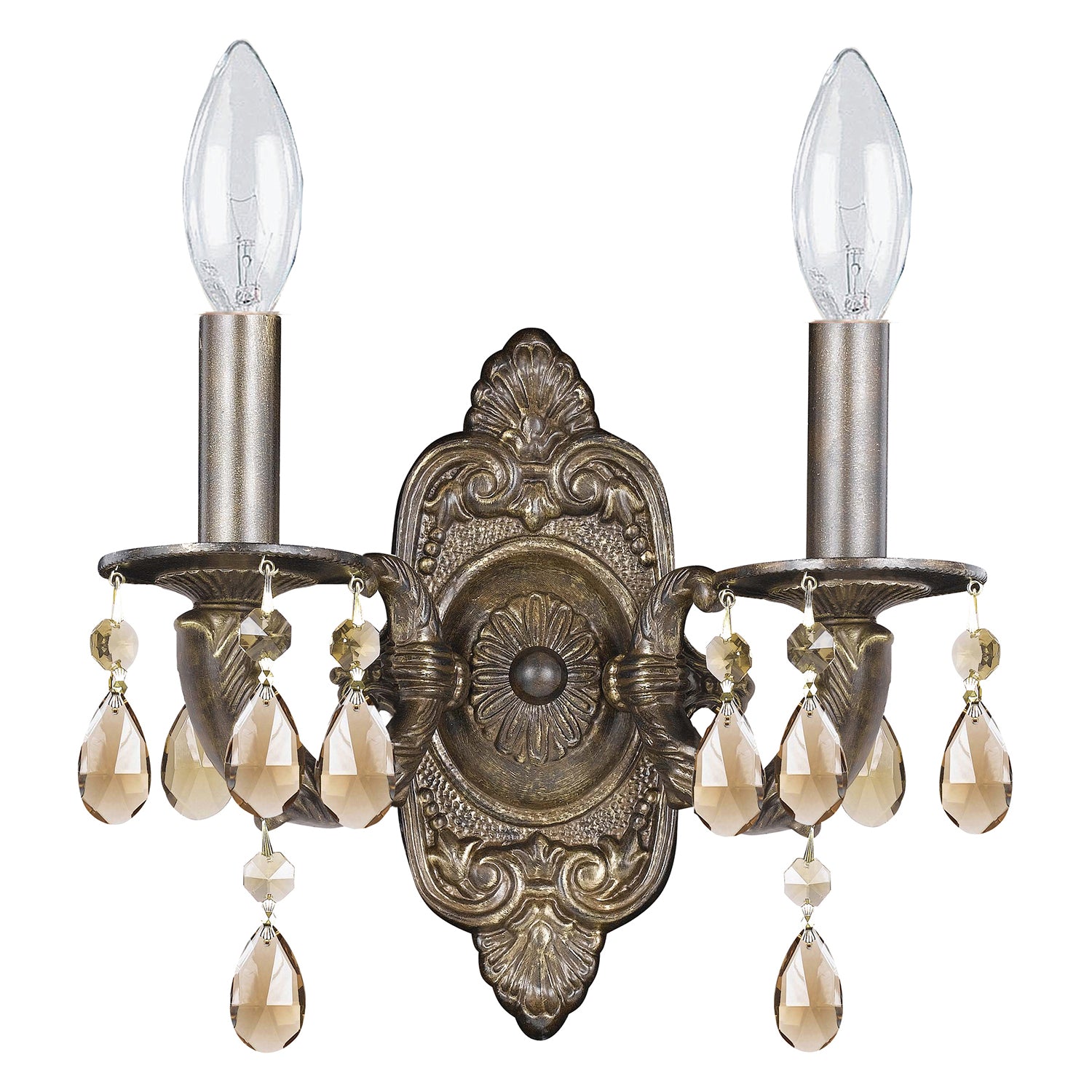 Crystorama Paris Market Golden Teak Drop 5022 2-Light Wall Sconce