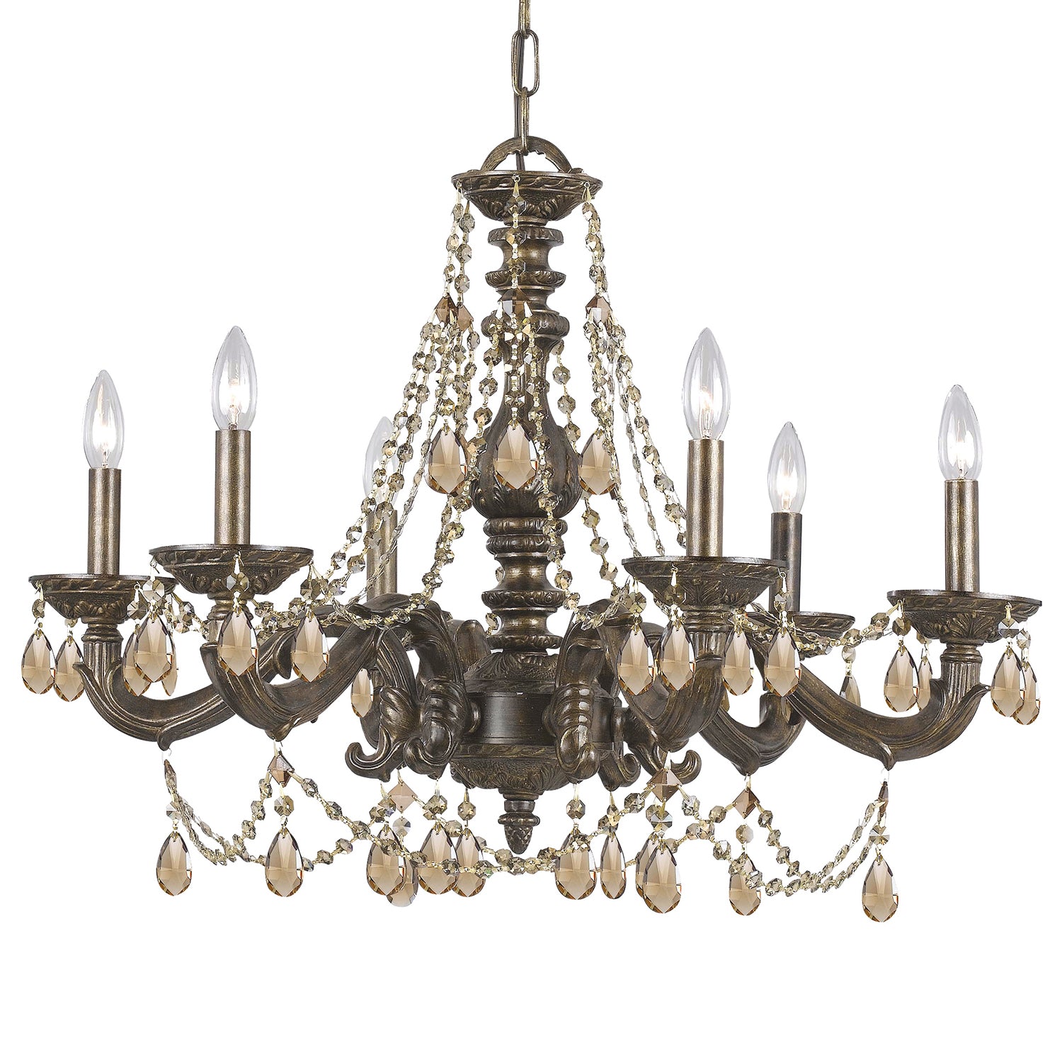 Crystorama Paris Market Golden Teak Drop 5026 6-Light Chandelier