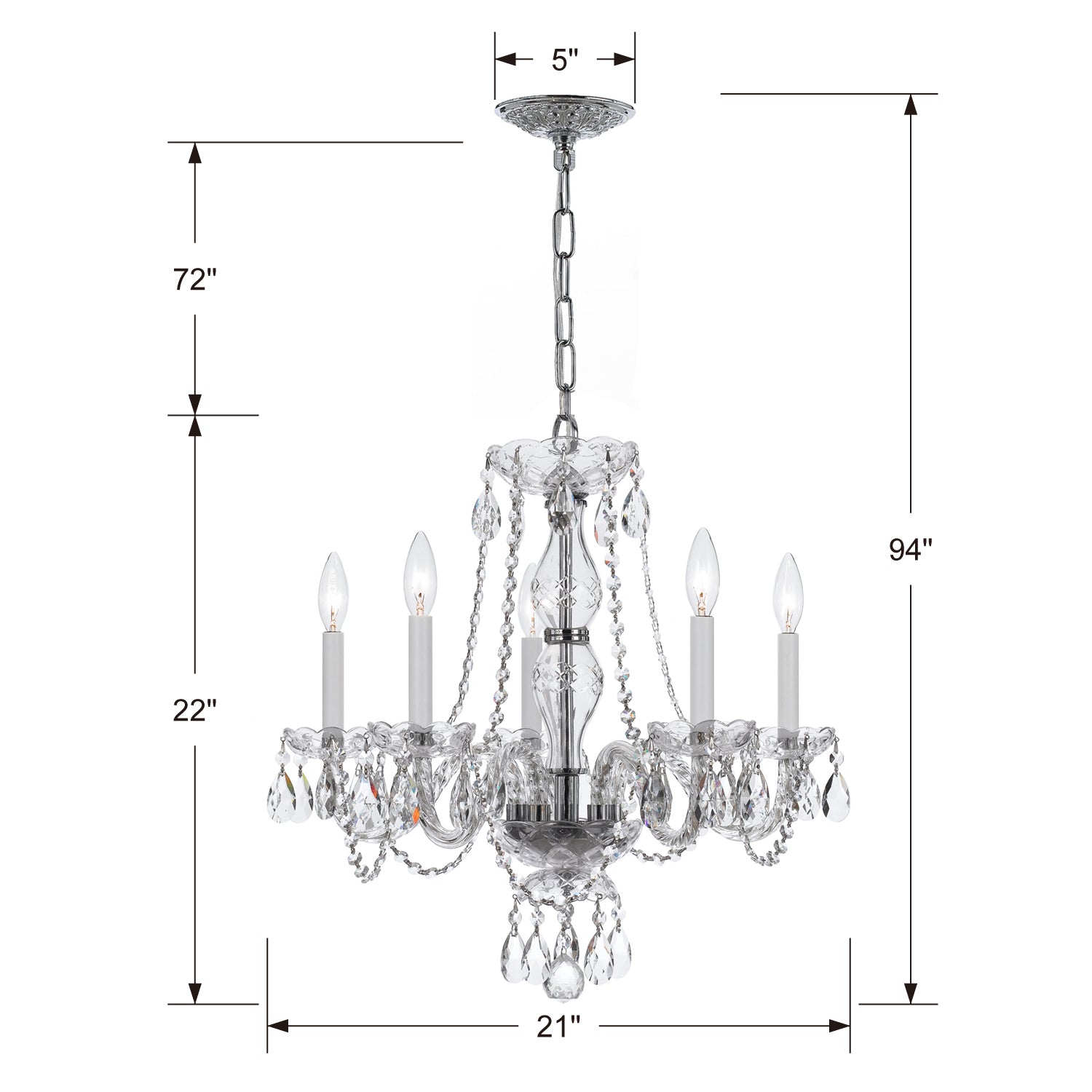 Crystorama Traditional Crystal 5085 5-Light Chandelier