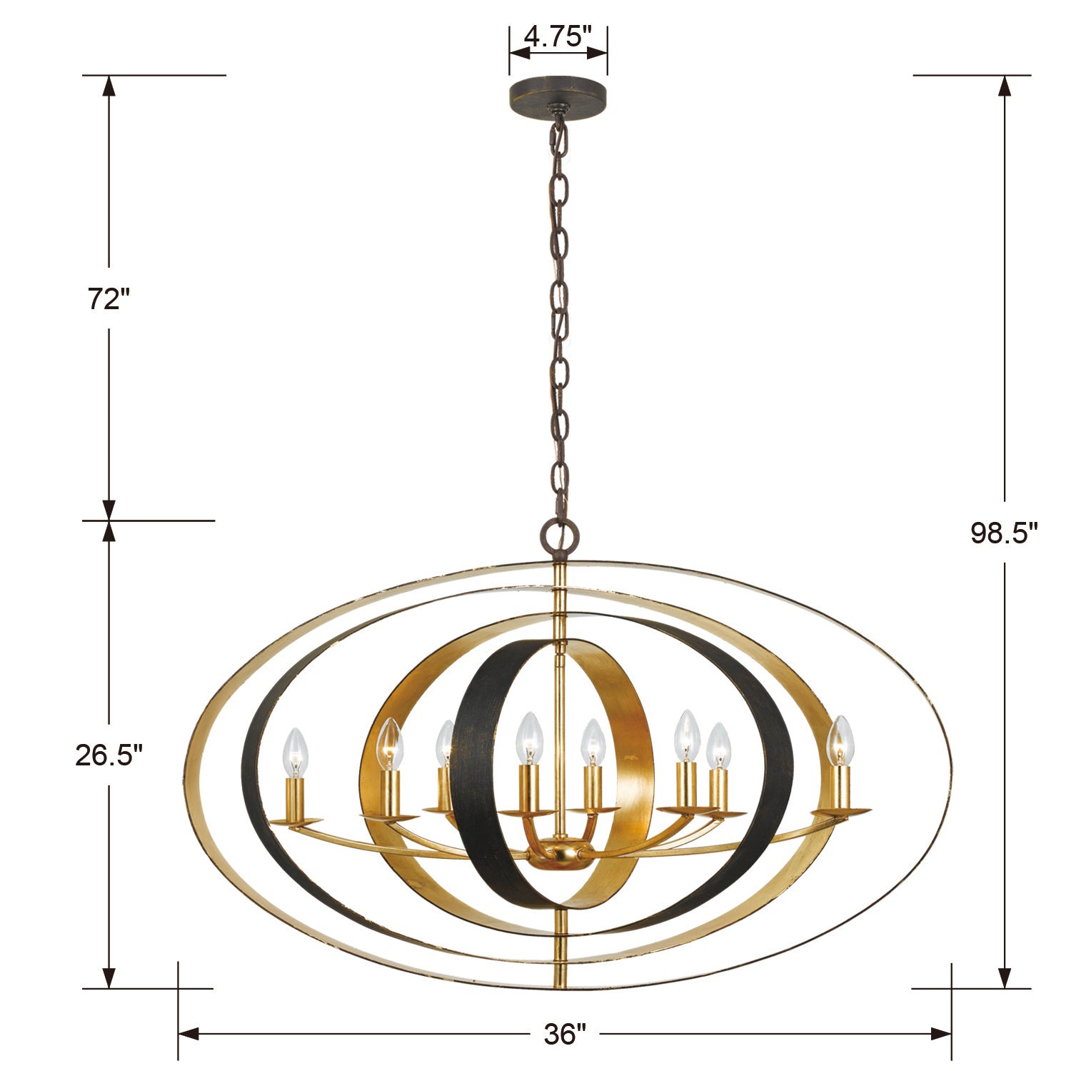 Crystorama Luna 8-Light Oval Chandelier