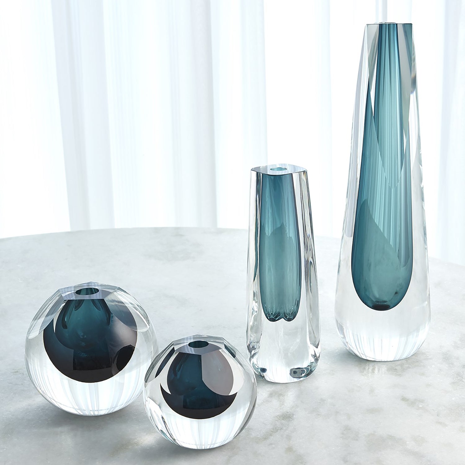 Global Views Pentagon Cut Glass Vase