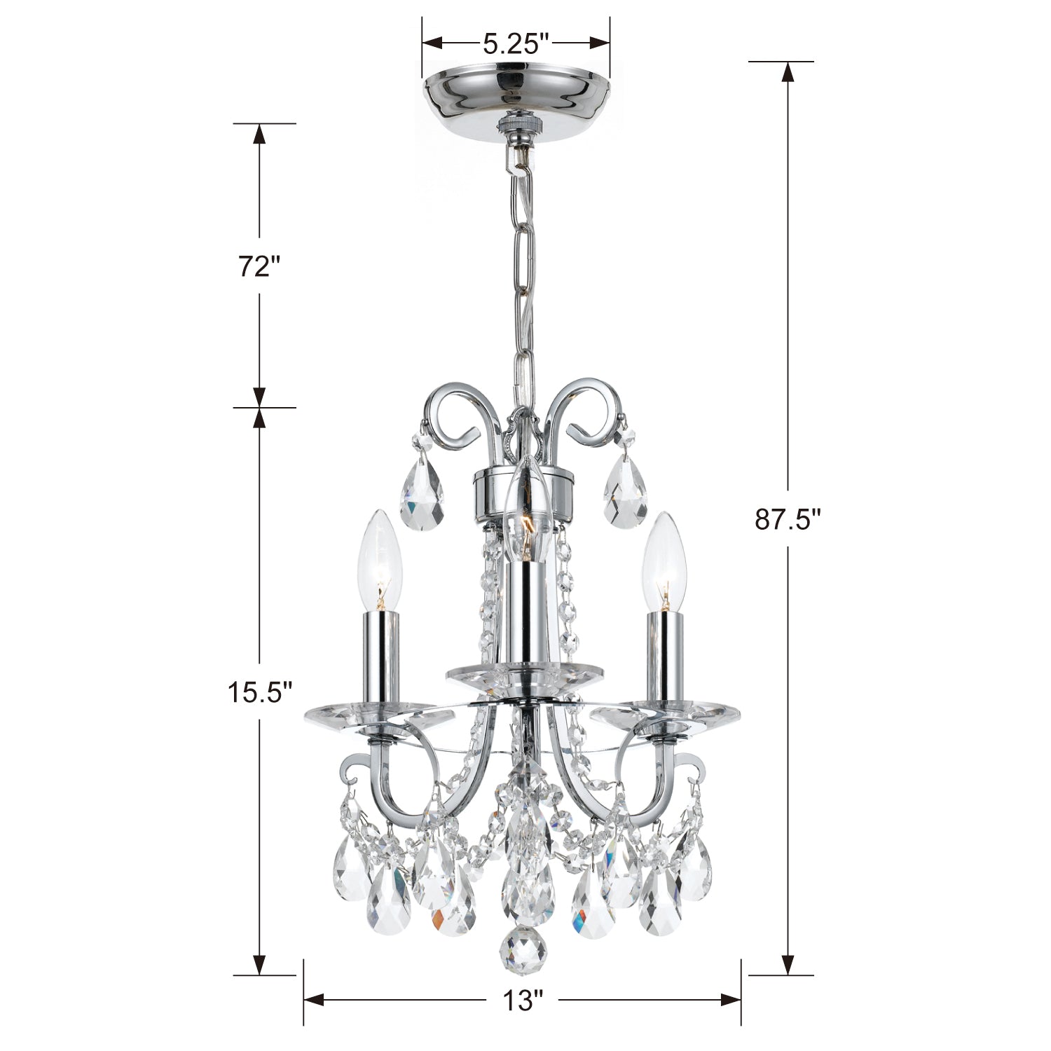 Crystorama Othello 3-Light Mini Chandelier