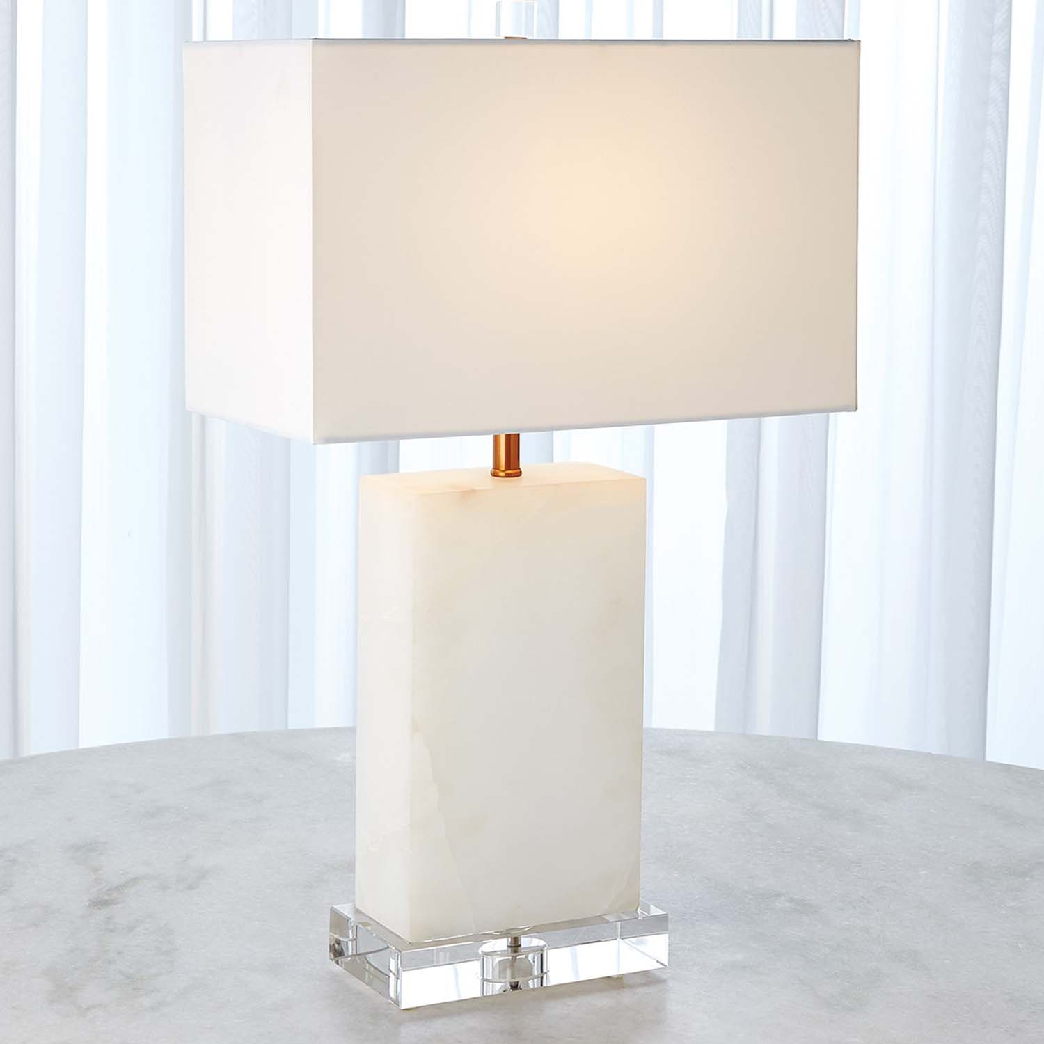Global Views Alabaster Rectangular Table Lamp
