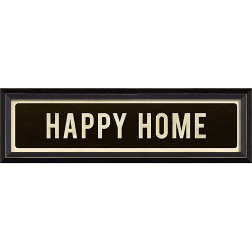 Happy House White on Black Framed Print