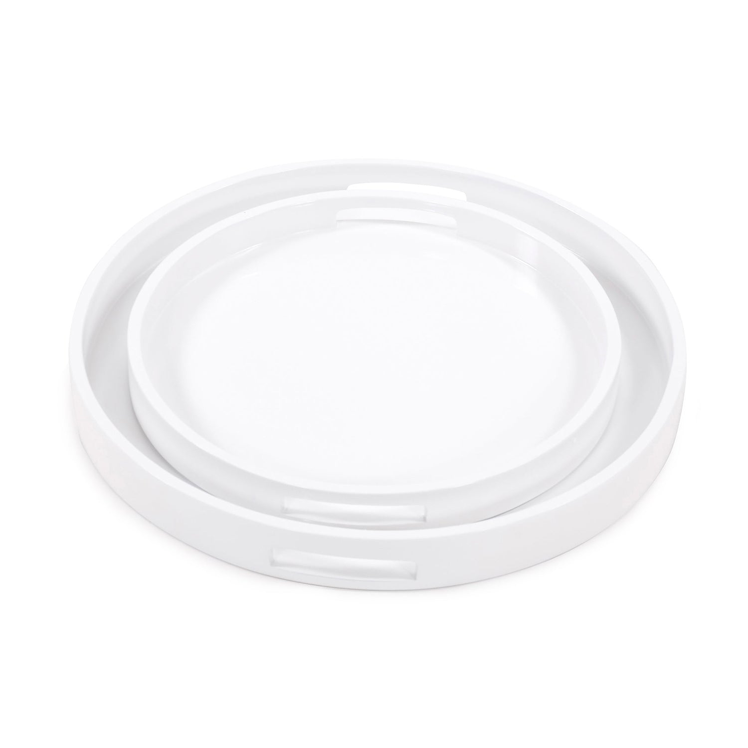 Lacquer Round Wood Tray Set of 2