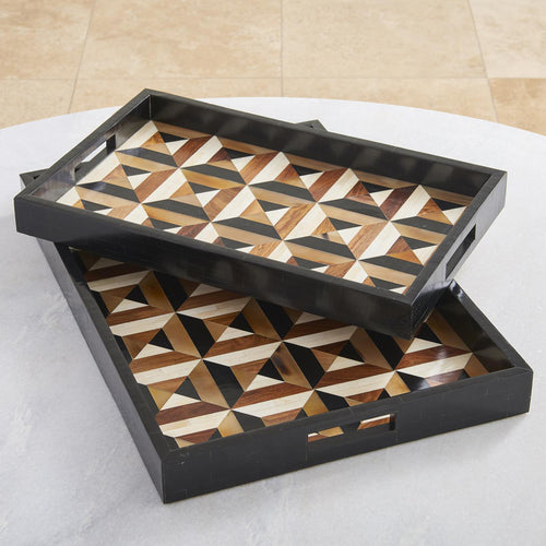 Global Views Triangle Marquetry Tray