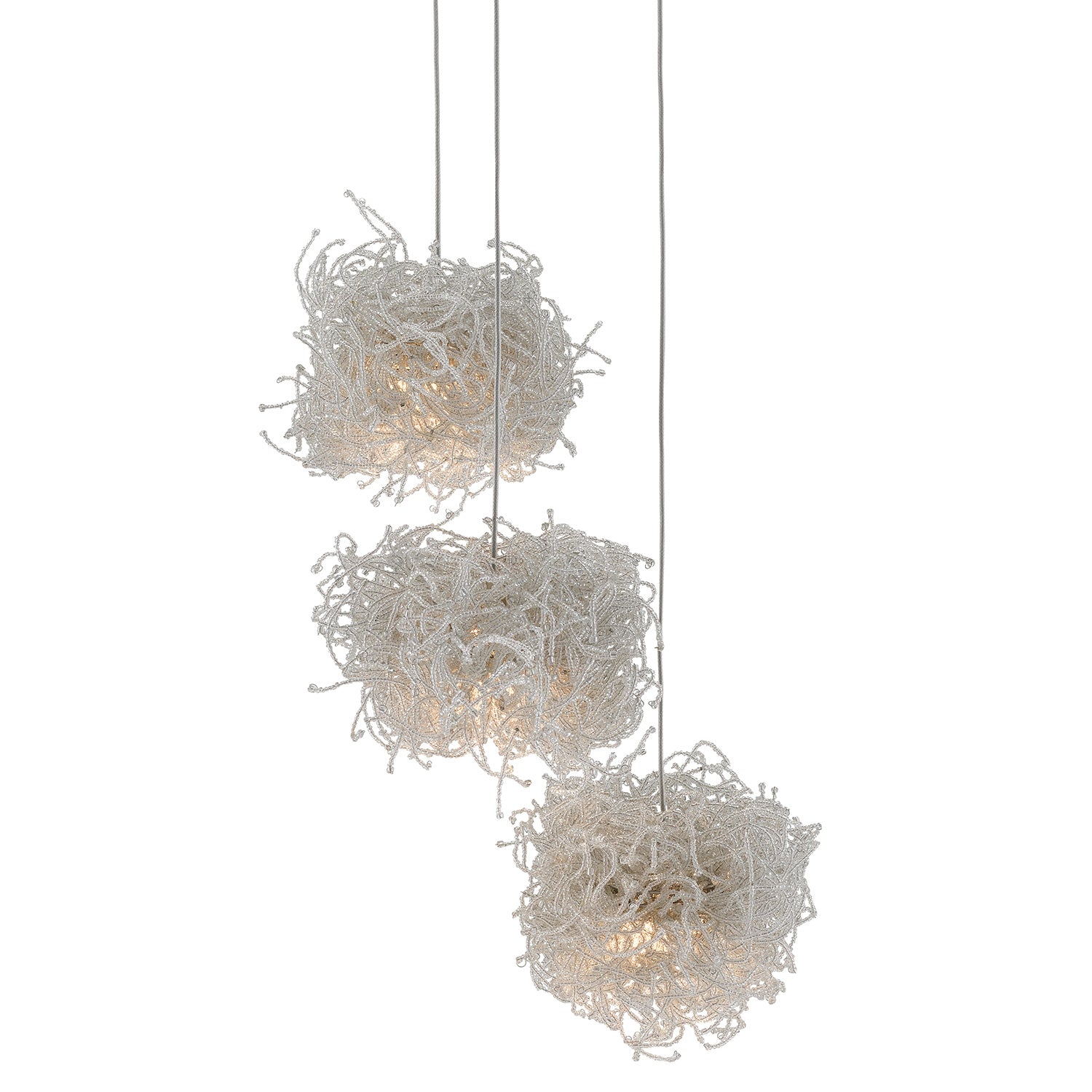 Currey & Co Birds Nest 3-Light Multi-Drop Pendant
