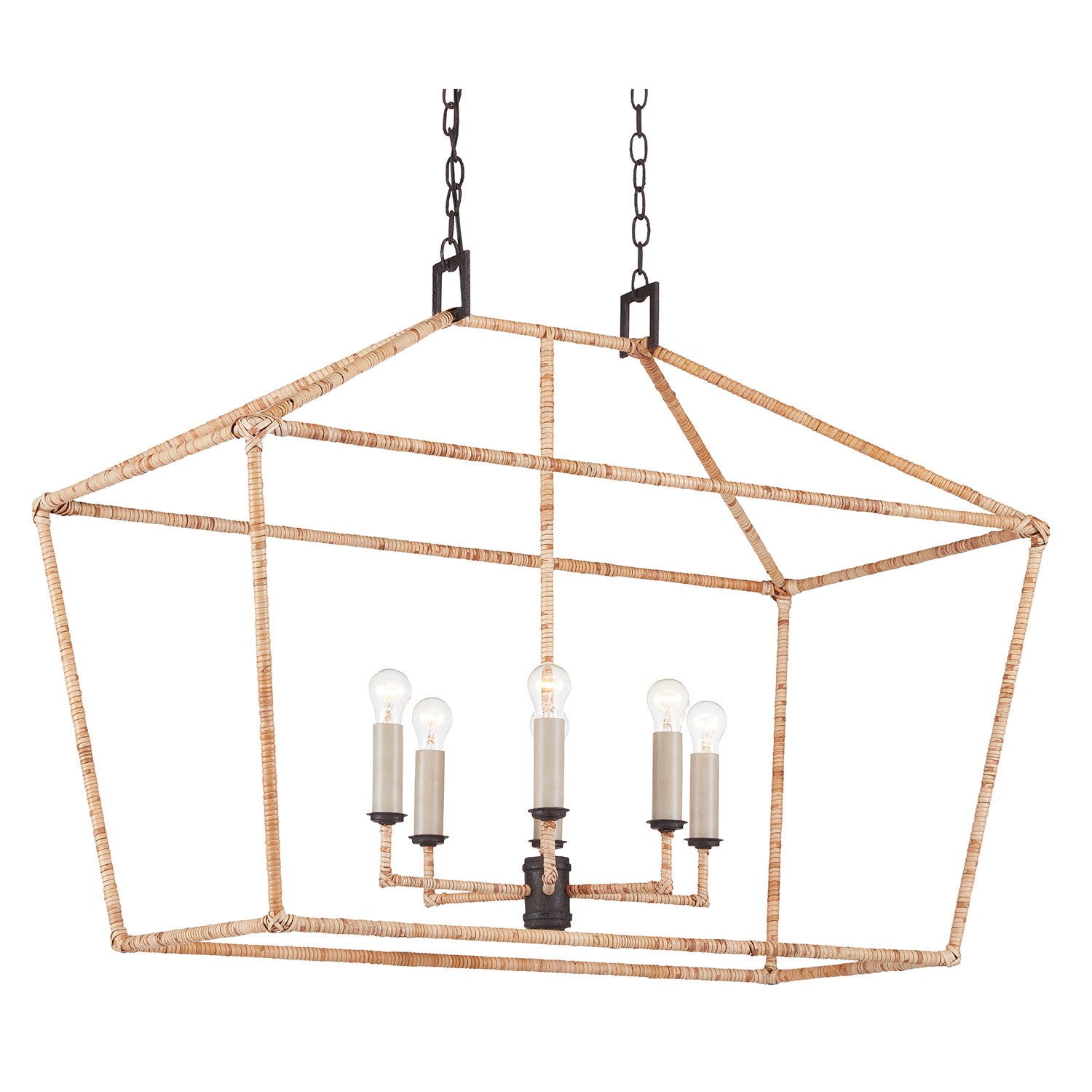 Currey & Co Denison Rattan Rectangular Lantern