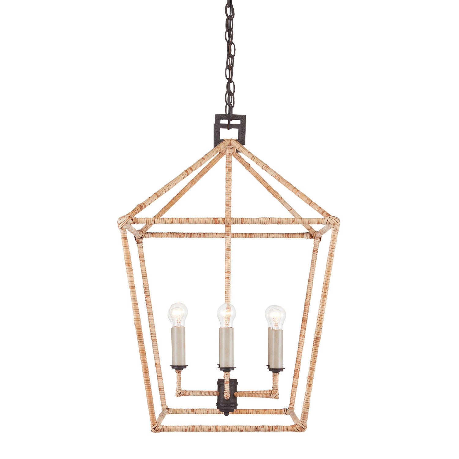 Currey & Co Denison Rattan Rectangular Lantern