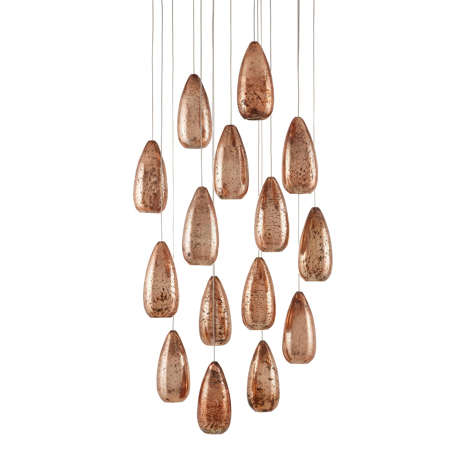 Currey & Co Rame Round 15-Light Multi-Drop Pendant