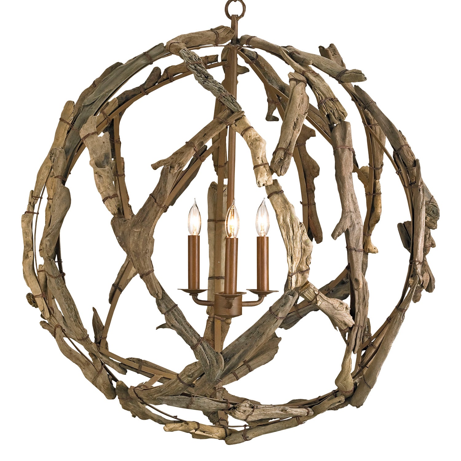 Currey & Co Driftwood Orb Chandelier