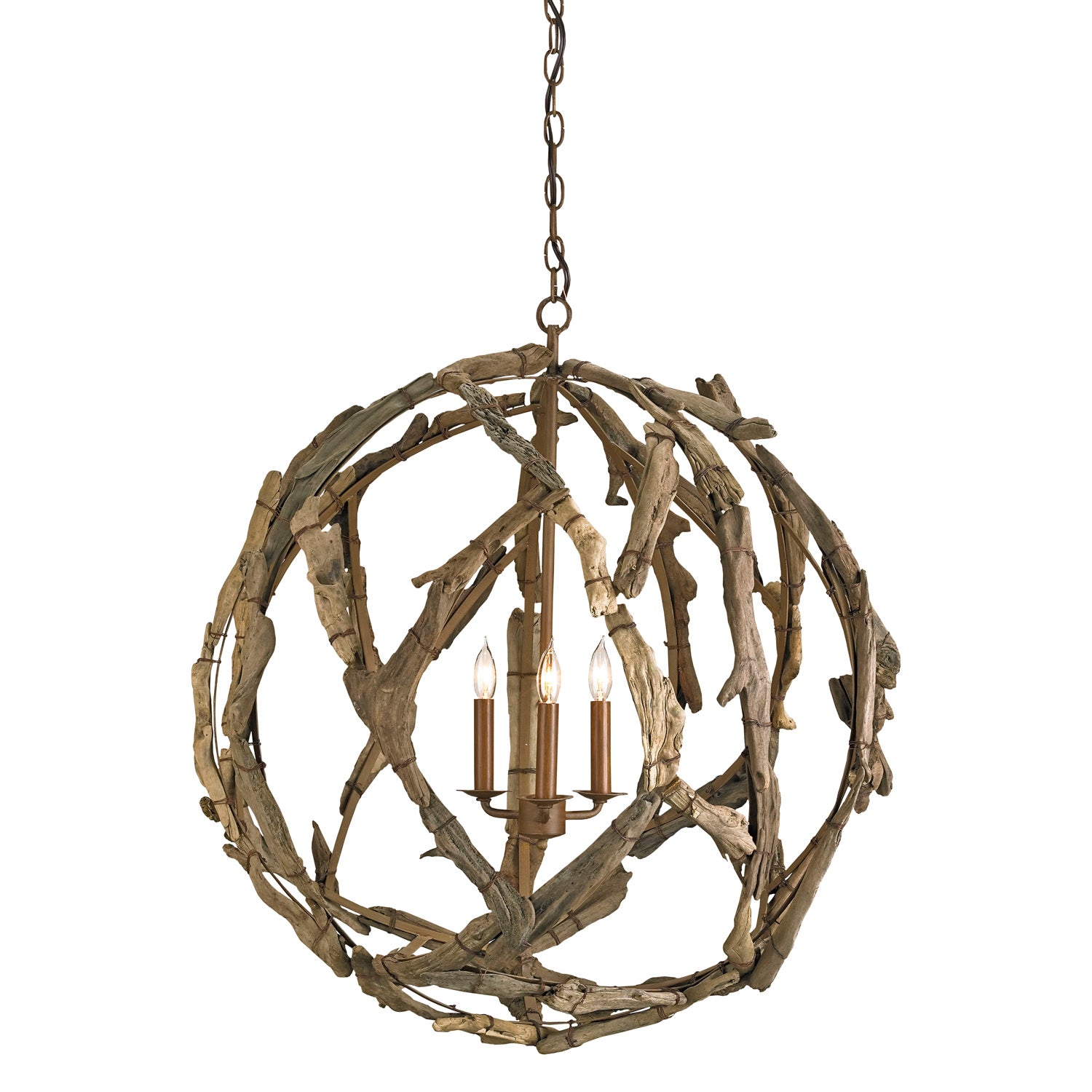 Currey & Co Driftwood Orb Chandelier