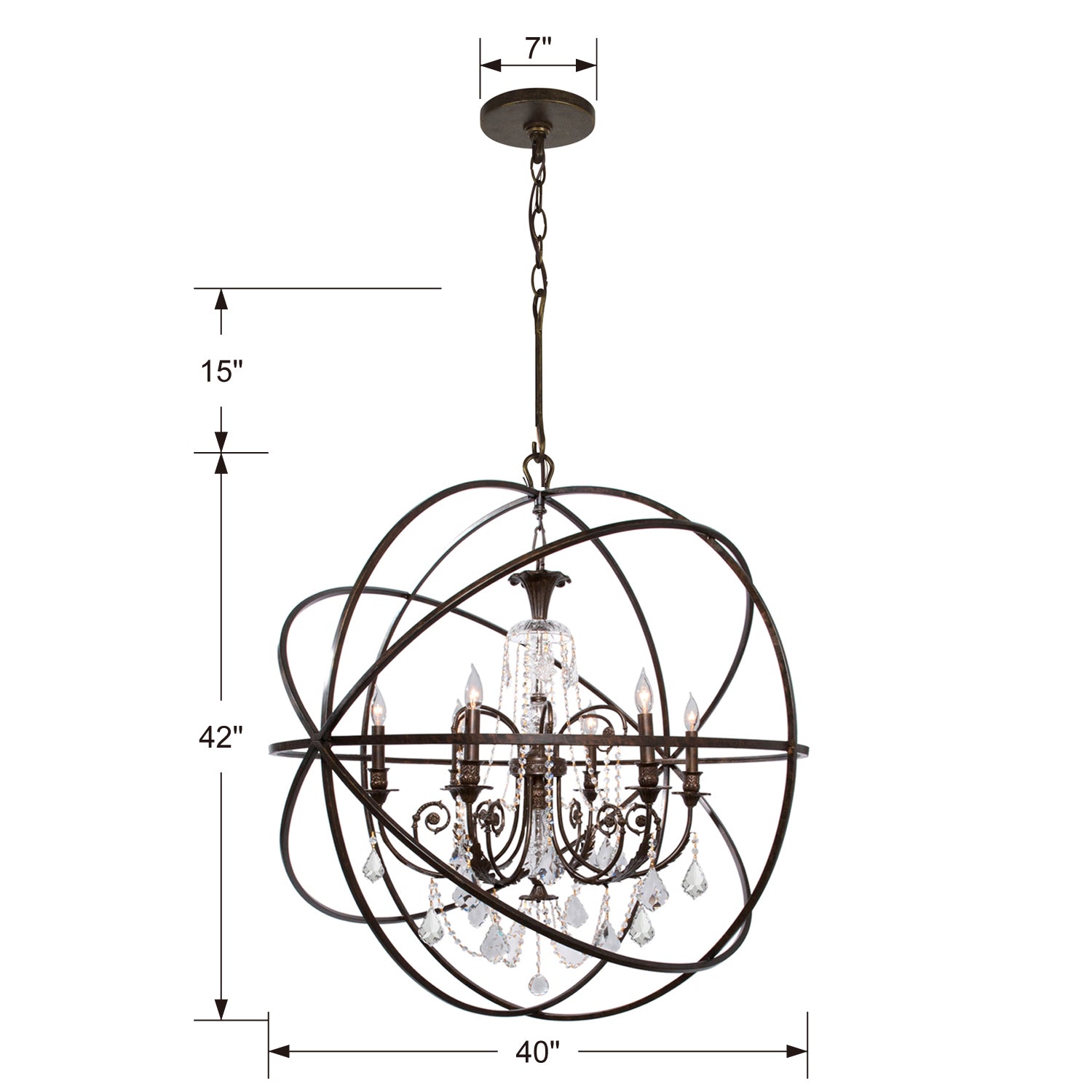 Crystorama Solaris 9219 6-Light Sphere Chandelier