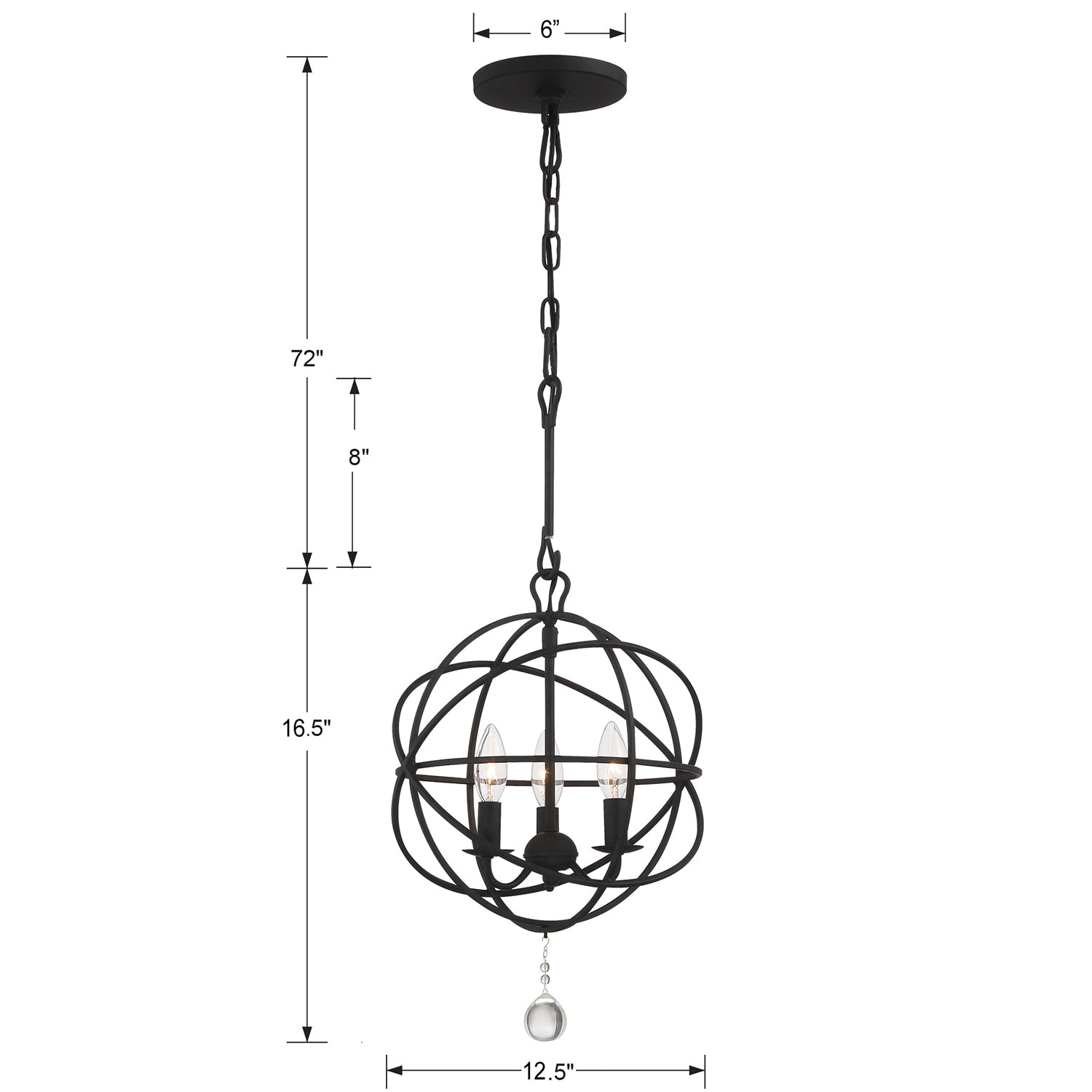 Crystorama Solaris 3-Light Mini Chandelier