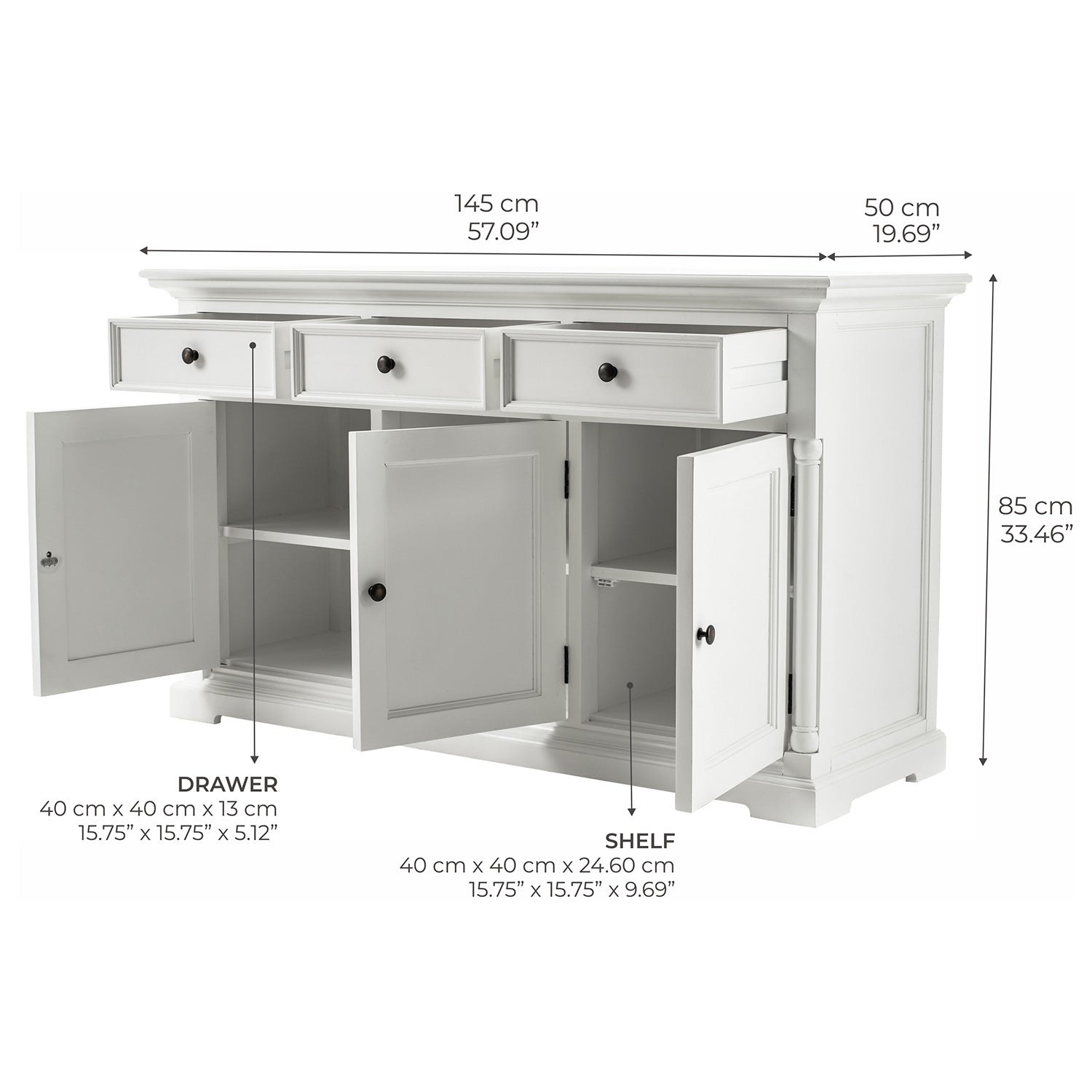 Dunwich 3 Door Classic Sideboard