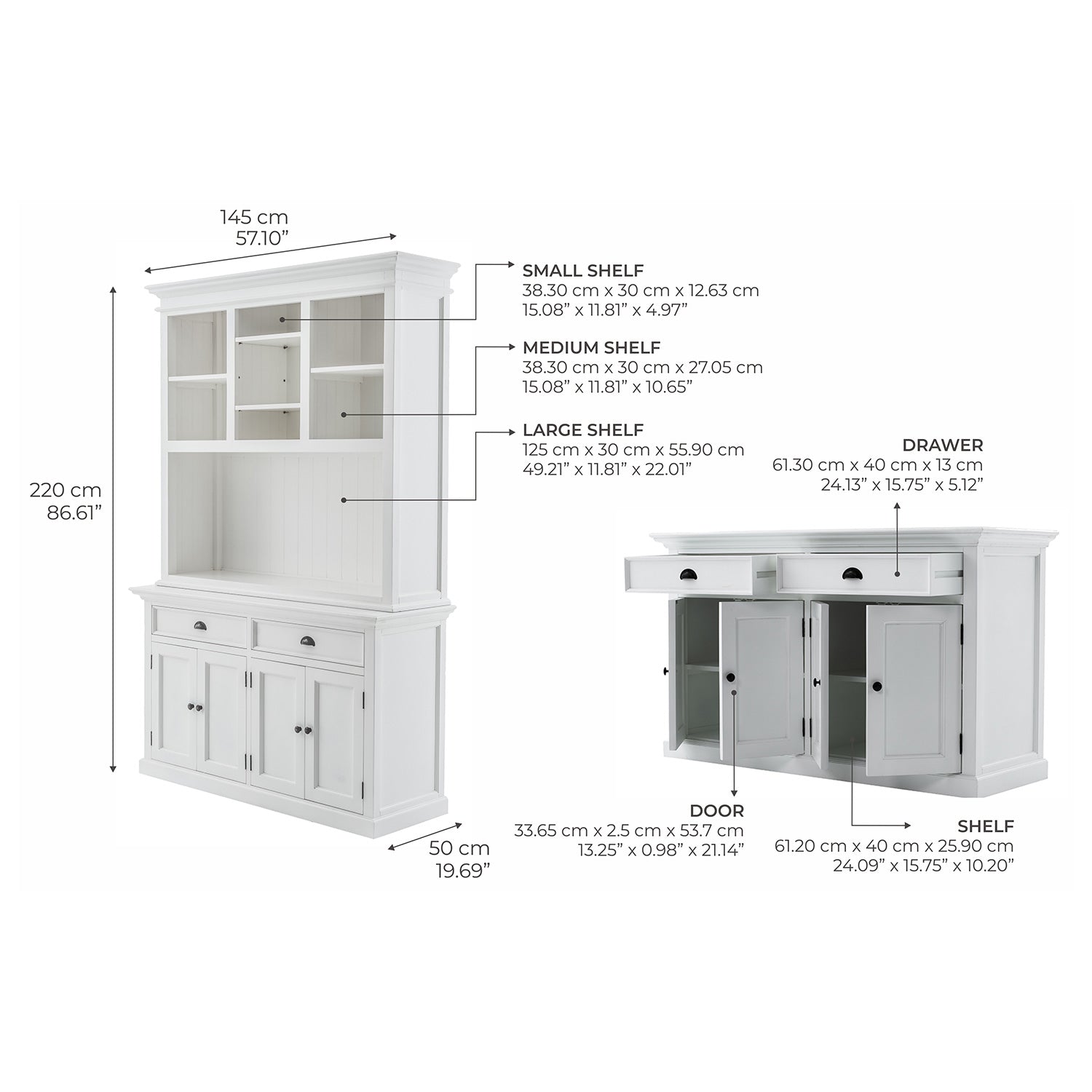 Beckton 2 Shelf Buffet Hutch