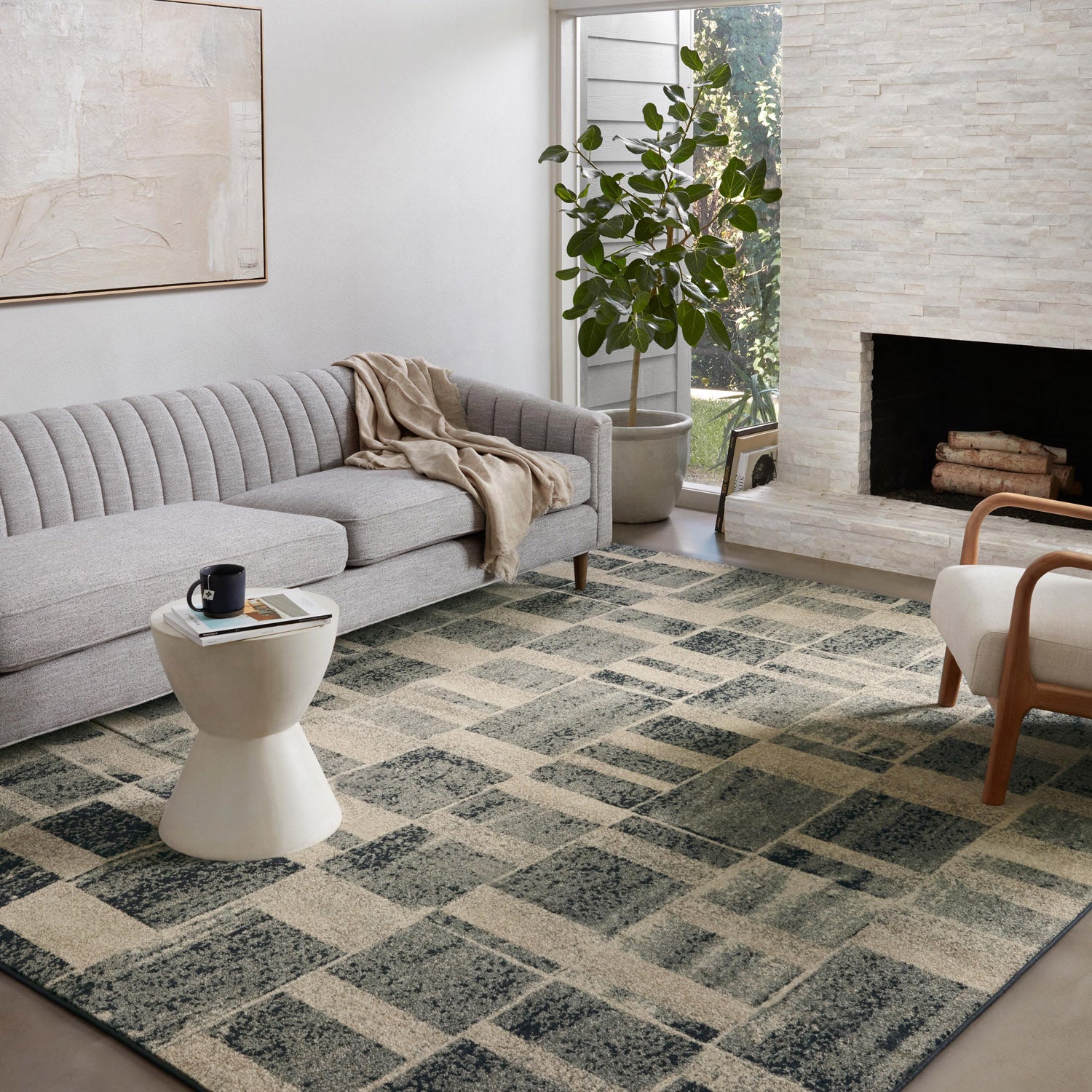 Loloi Bowery Storm/Sand Power Loomed Rug