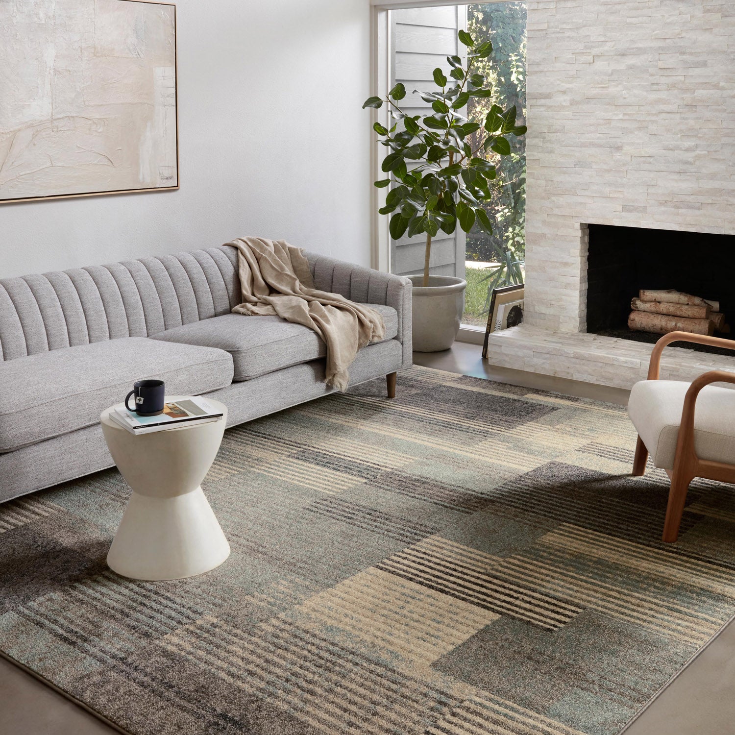 Loloi Bowery Storm/Taupe Power Loomed Rug