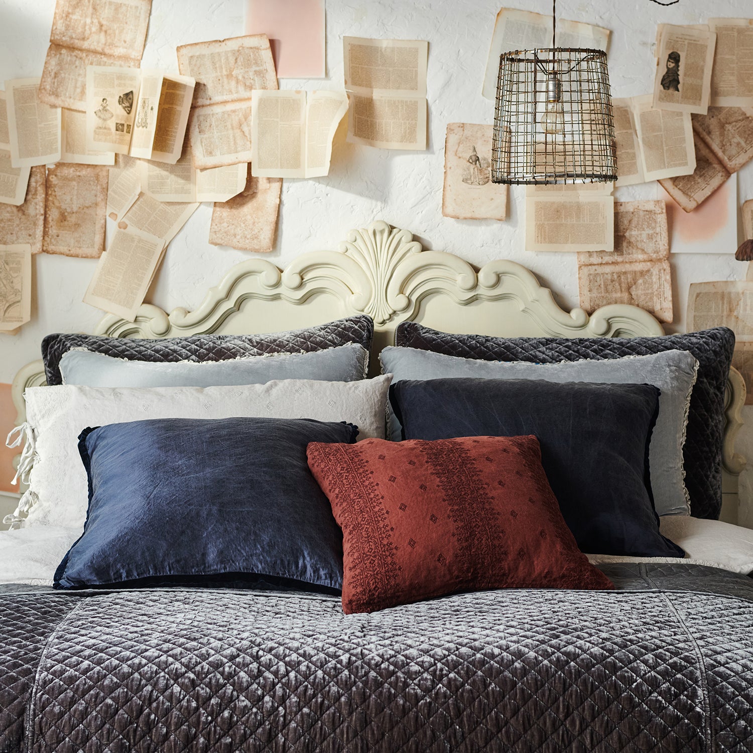 Bella Notte Silk Velvet Quilted Pillow Sham