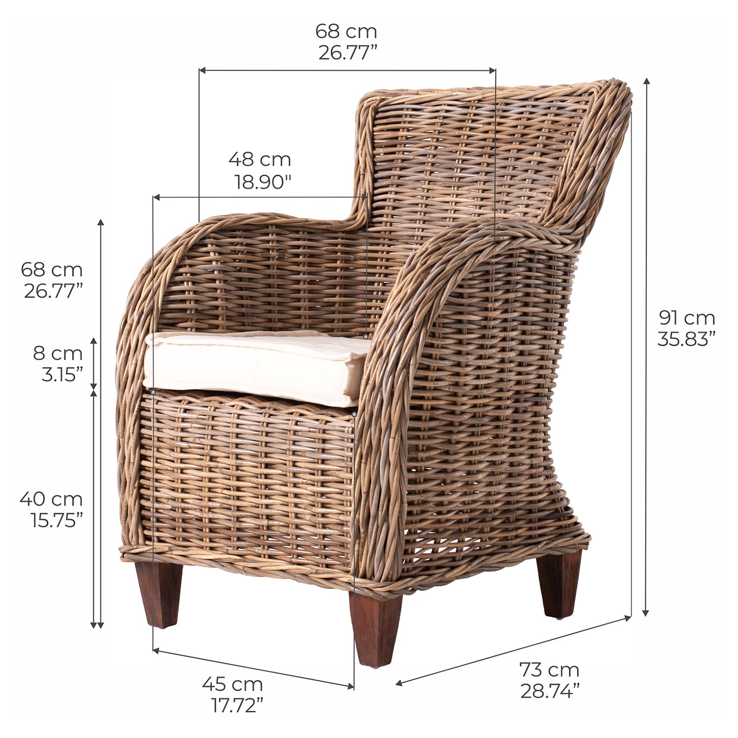 Dorchester Baron Wicker Chair Set of 2
