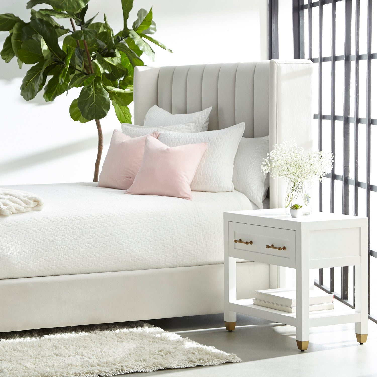 Stella 1-Drawer Nightstand Set of 2