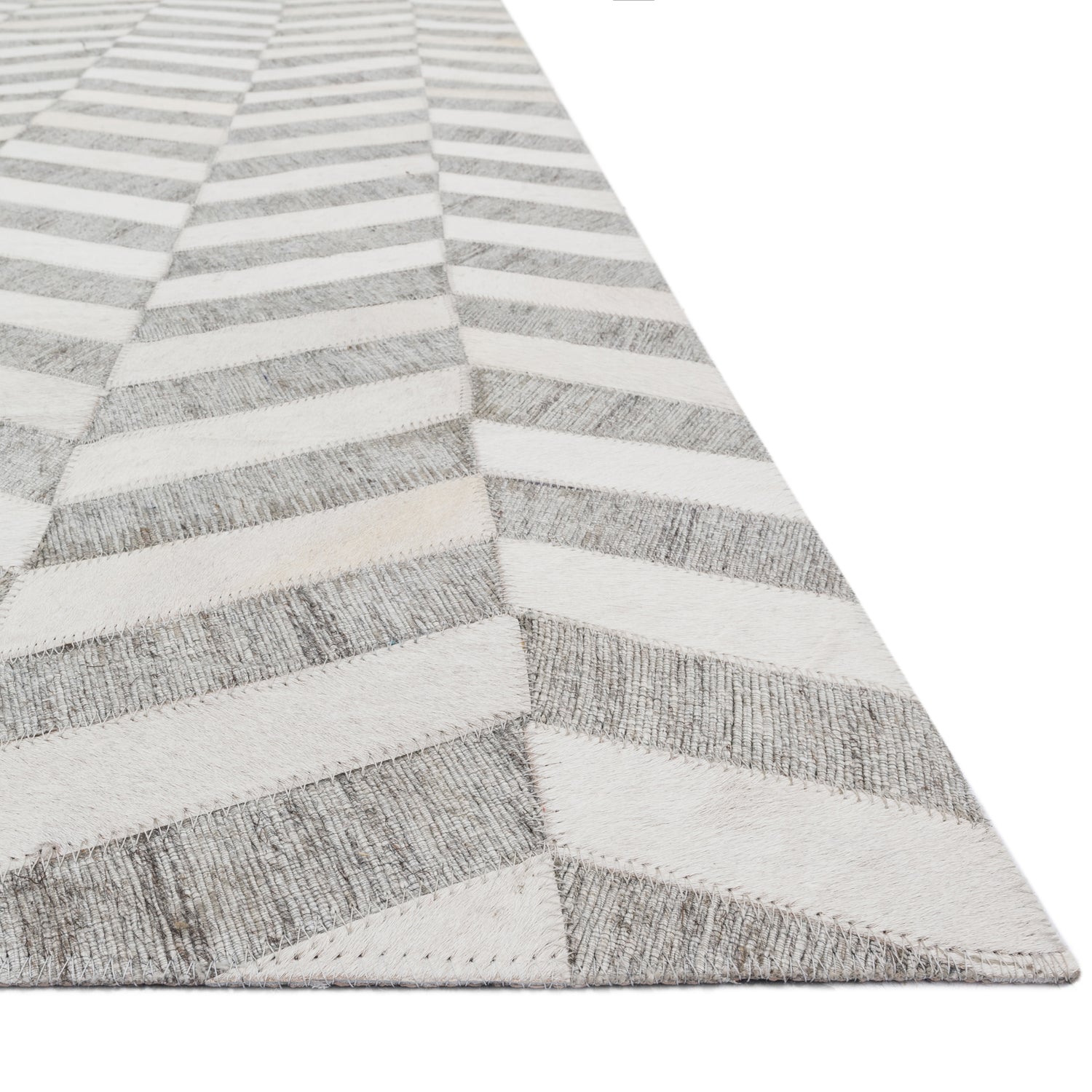 Loloi Dorado Gray/Ivory Hand Stitched Leather Rug