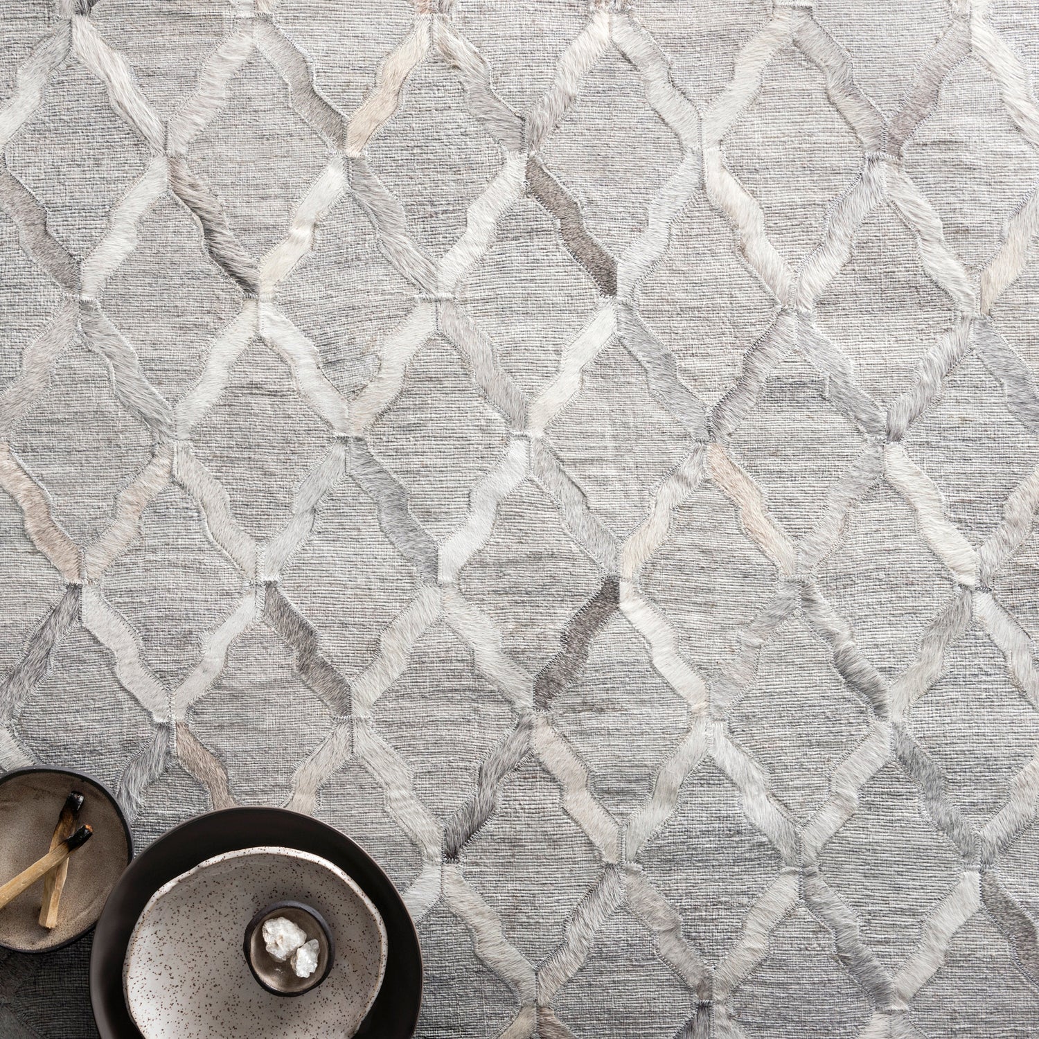 Loloi Dorado Lattice Hand Stitched Leather Rug