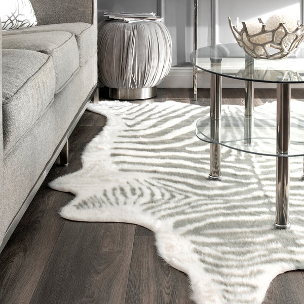 Zebra Faux Rawhide Rug Paynes Gray